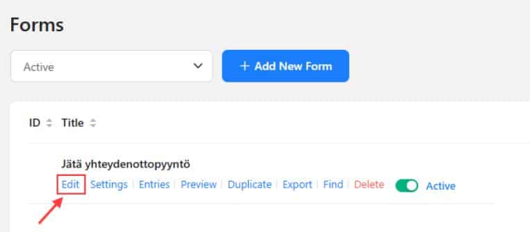 Lomakkeen muokkaaminen 1