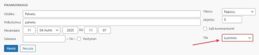 Sivun piilottaminen 2